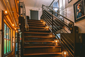 Restaurant interior, stairs